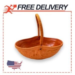 Clay Terracotta/Earthenware Pottery Basket-Woven Handle-Teleflora Portugal 9"